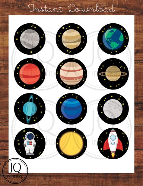 Printable Space Theme Cupcake Toppers Planets Favor Tags Etsy Canada