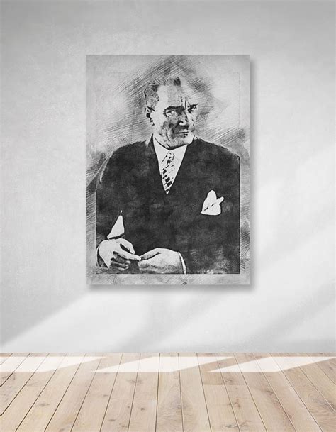 Kara Kalem Efektli Atatürk Kanvas Tablo Kişiye Özel Ürün Mouse Pad