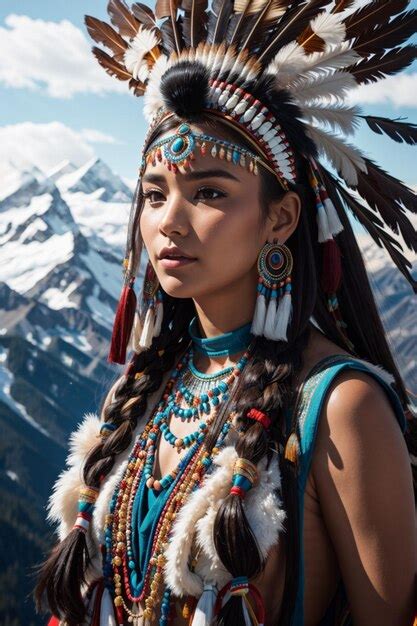 Premium Ai Image Beautiful Sexy Native American Woman In Traditional Tribal Costume