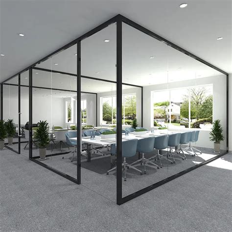 Office Tempered Double Glass Partition Aluminum Profile Partition