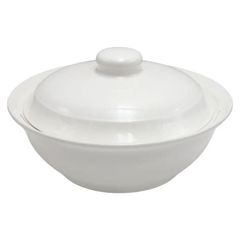 Bowl with lid, ceramic, white, Dia.23xH8 cm | Megatek