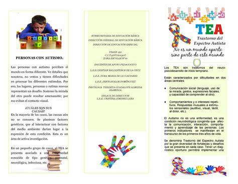 Triptico Autismo U Subsecretaria De Educaci N B Sica Direcci N