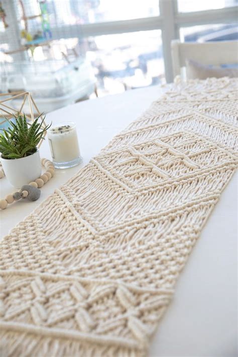 macrame table runner coco etsy handmade macrame table runner