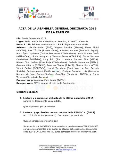 Pdf Acta De La Asamblea General Ordinaria De Eapncv Org Wp