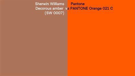 Sherwin Williams Decorous Amber Sw Vs Pantone Orange C Side