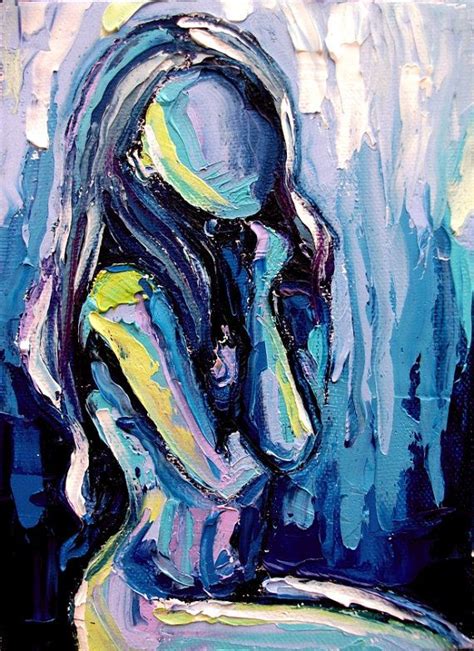 Nude Oil Painting Abstract Figure Impasto Art By Aja 5x7 In 2024