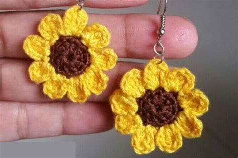 Crochet Earrings DIY Sunflower Earrings