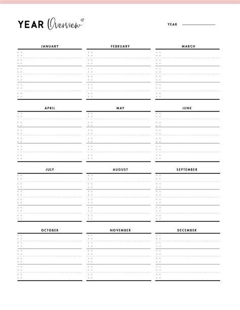 Printable Yearly Planner Template