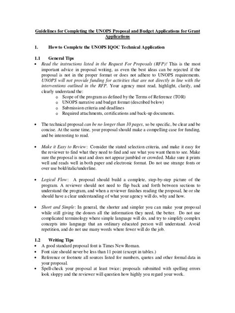 Guidelines For Unops Proposal And Budget Applications Short Annex Iv Pdf Needs Assessment