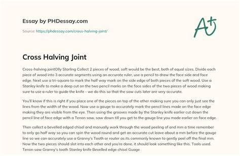 Cross Halving Joint (300 Words) - PHDessay.com