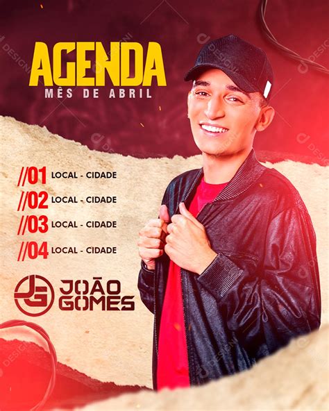 Agenda Mês de Abril João Gomes Flyer Social Media PSD Editável