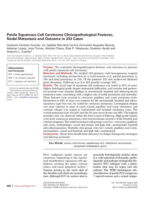 Pdf Penile Squamous Cell Carcinoma Clinicopathological Features Nodal Metastasis And Outcome