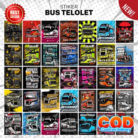 Jual 30 Pcs Stiker Bus Basuri Stiker Bus Telolet 4x5 Cm Termurah