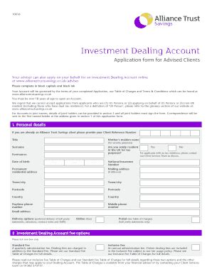 Fillable Online Investment Dealing Account Application Form For