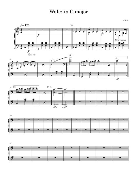 Waltz In C Major Sheet Music For Piano Solo Easy