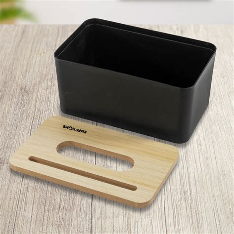 TaffHOME Kotak Tisu Kayu Solid Wooden Tissue Box ZJ007 Black