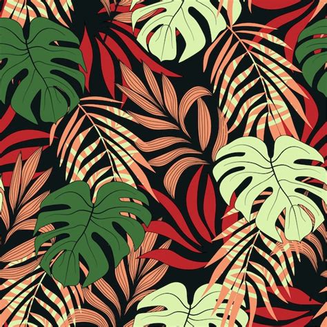 Tendance Mod Le Tropical Sans Soudure Avec Des Plantes Et Des Feuilles