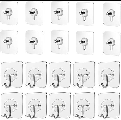 Self Adhesive Wall Hooks Pack Of 20 Self Adhesive Hooks 10 Self Adhesive Flower Hook And 10