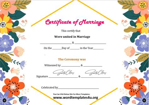 Marriage Certificate Templates Word Templates