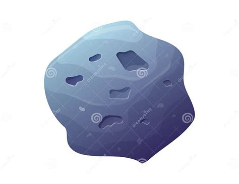 Cartoon Flying Space Asteroid With Craters And Bumps Vector Isolated Stone Stock Illustration