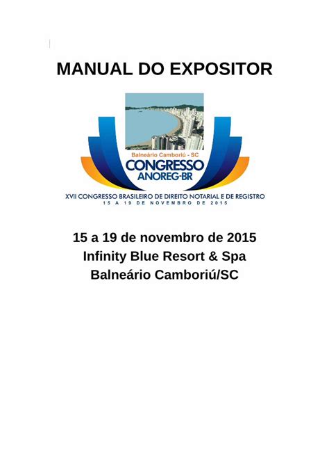 Pdf Manual Exposi O Xvii Congresso Brasileiro De Direito Notarial E