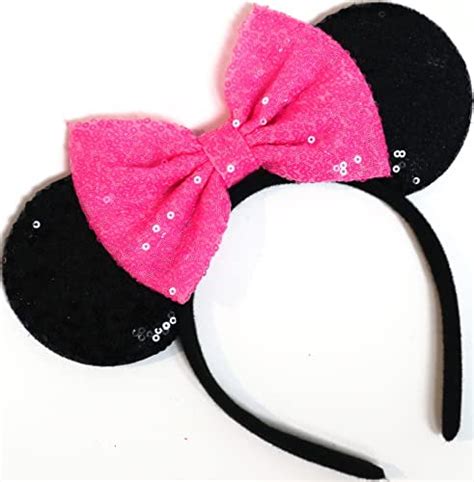 CLGIFT Pink Mickey Ears, Rainbow Minnie Mouse Ears, Neon Pink Minnie ...