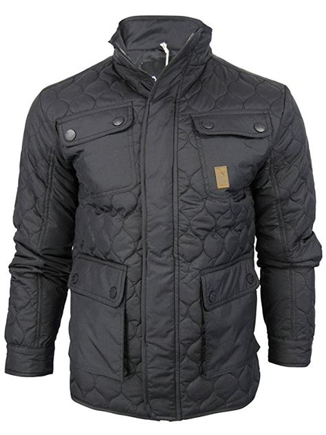 Mens Crosshatch Diamond Quilted Jacket Coat Padded Ebay