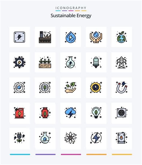 Premium Vector Creative Sustainable Energy Line Filled Icon Pack