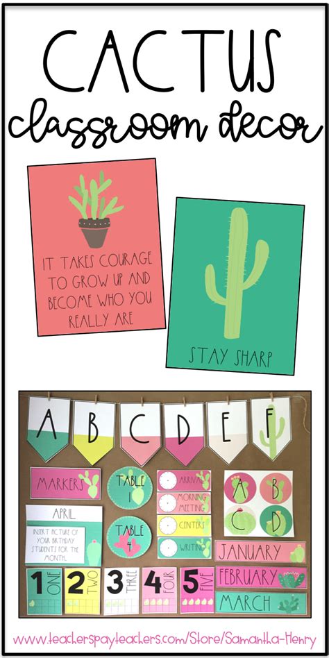 Are You Thinking About A Cactus Theme In Your Classroom This Cactus Decor Set Is Editable And