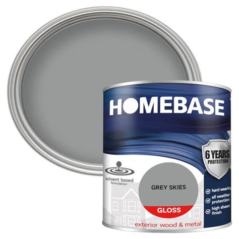 Homebase Exterior Gloss Paint Grey Skies 750ml Homebase