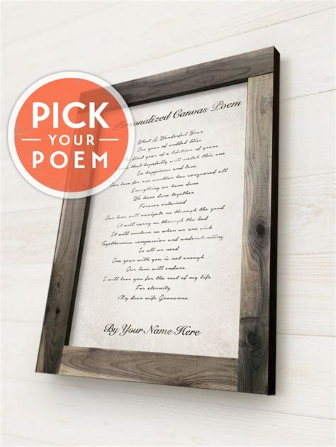 Framed Personalized Canvas Poem Custom Poem Print Custom