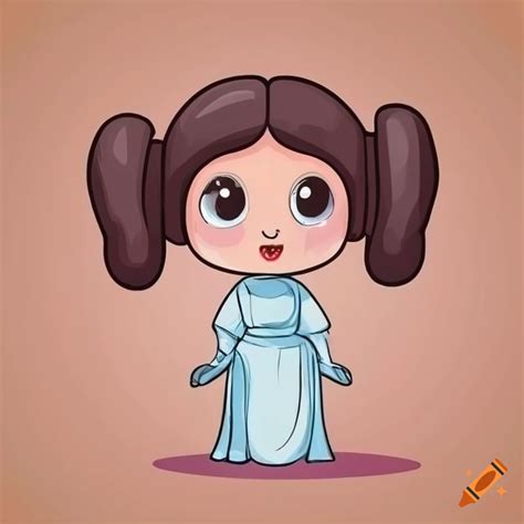 Cute Cartoon Illustration Of Princess Leia On Craiyon