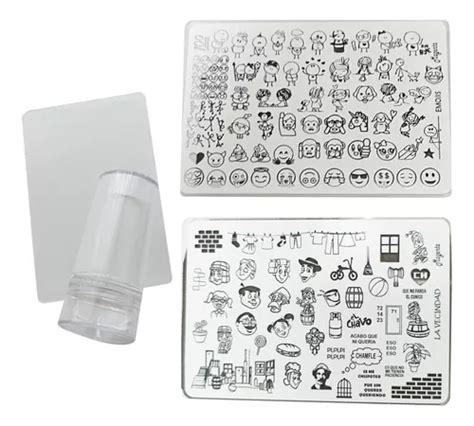 Kit Stamping Uñas Estampador Sencillo 2 Placas Acrílicas Cuotas sin