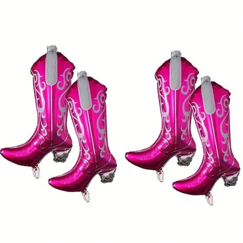 4pcs Cowgirl Boot Balloons 30 Inch Pink Boot Foil Balloon For Last