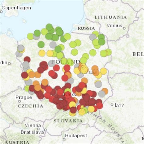 Mapa Jako Ci Powietrza W Polsce Inspekcji Ochrony Rodowiska Pomorze