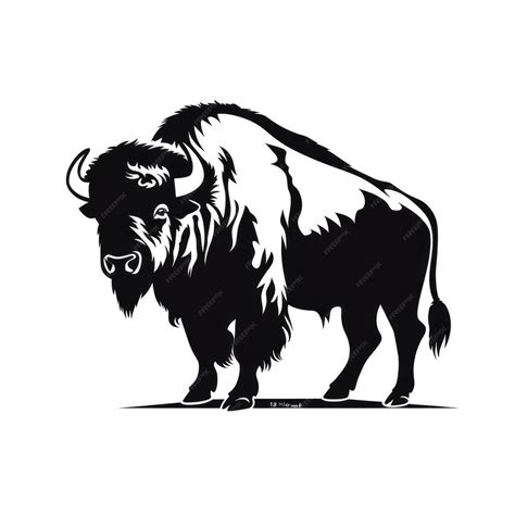 Premium AI Image | A silhouette black and white bison standing on a ...