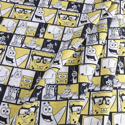 Spongebob Squarepants Fabric Polyester Cotton Fabric Anime - Etsy