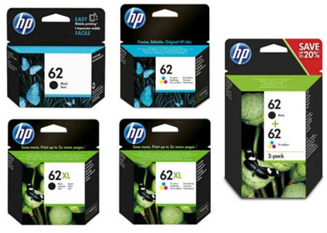 Genuine Hp 62 62xl Black And Colour Ink Cartridge Combo Packs Lot Ebay