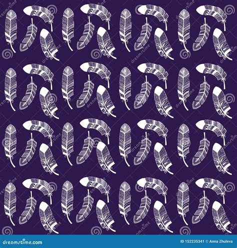 Seamless Background Pattern With Abstract Feathers Vector Illuctration