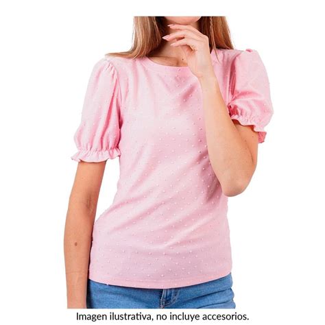 Playera George Para Mujer Manga Corta Palo De Rosa Talla EG Walmart