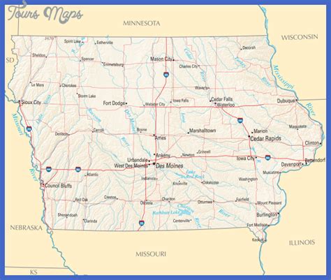 Iowa Map - ToursMaps.com