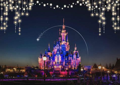 8x6ft Polyester Disney Castle Backdrop Night View Of