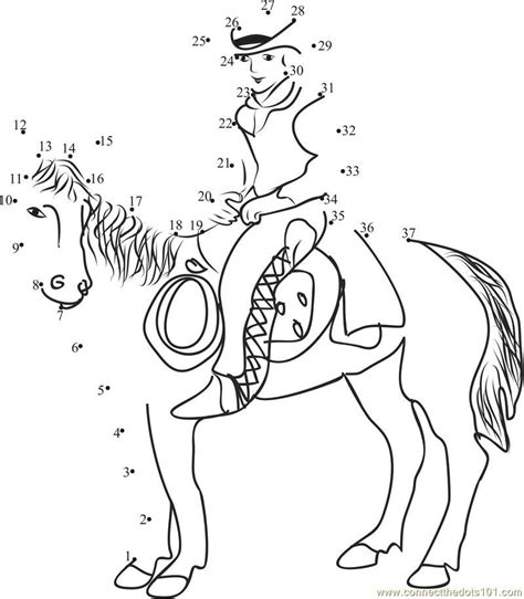 Cowboy With Horse Dot To Dot Printable Worksheet Map Activities