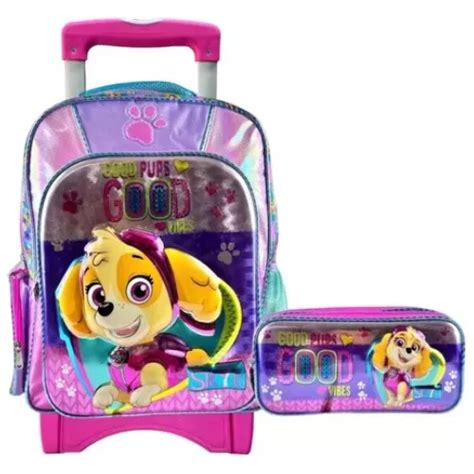 Mochila Con Ruedas Y Lapicera Skye Paw Patrol Primaria Original Envío