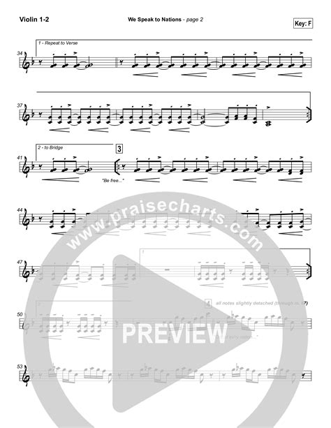 We Speak To Nations Violin Sheet Music PDF Lakewood Church PraiseCharts