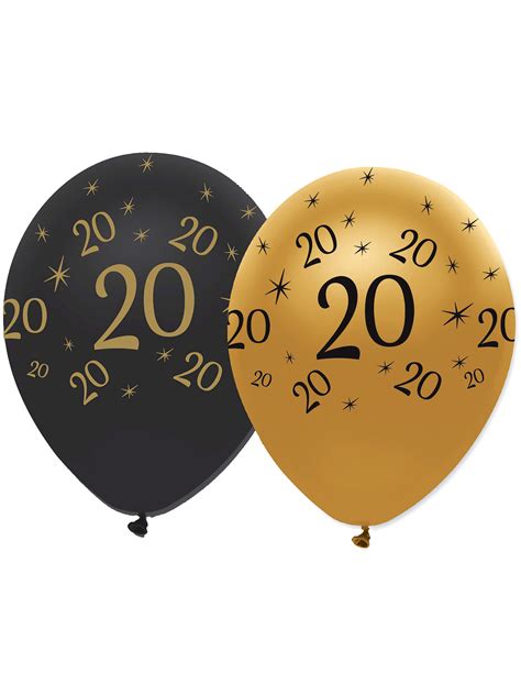 LOT DE 8 BALLONS 20 ANS NOIR ET OR vente d article de fête et de