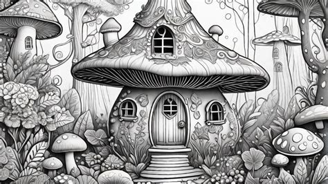 Mushroom House Coloring Page Mushroom Growing