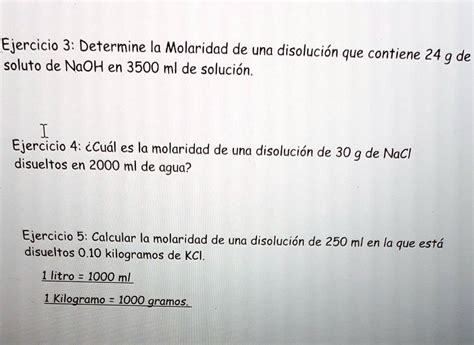 Solved Explicado Porfa Es Para Hoy Ejercicio Determine La Molaridad