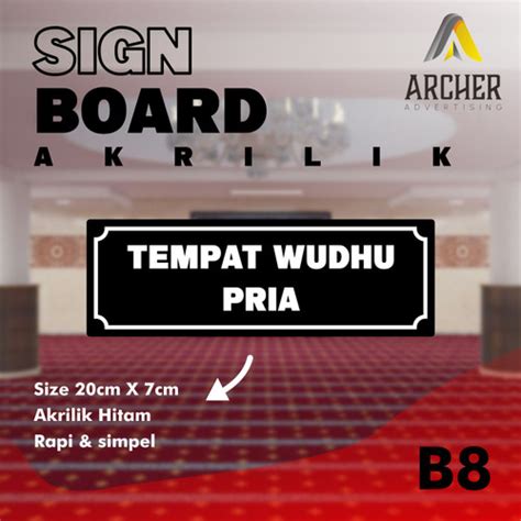 Jual Papan Penunjuk Sign Board Akrilik Tempat Wudhu Pria Kab