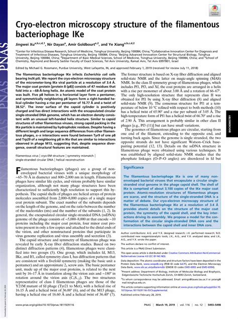 PDF Cryo Electron Microscopy Structure Of The Filamentous 16